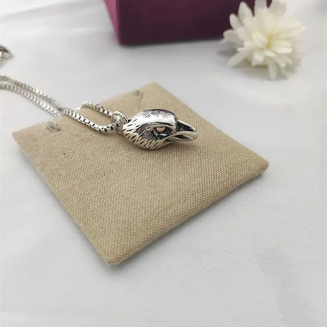Silver Eagle Head Pendant Box Chain Necklace 6