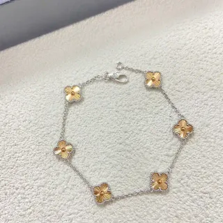 银金链四瓣花手链