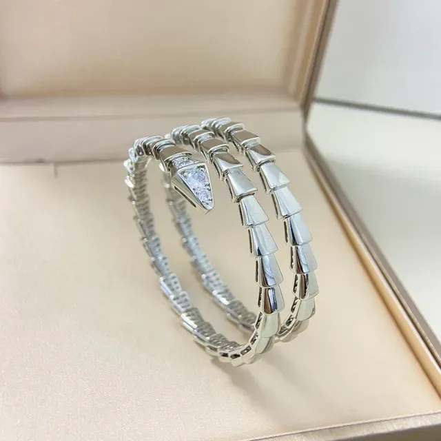 Silver Gold Coiled Segmented Design Pavé-Set Clear Stones Bracelet 3