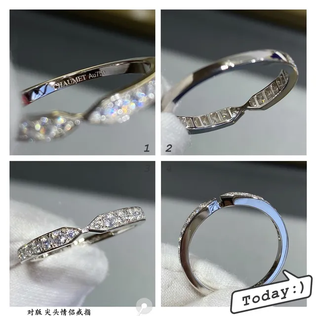 Silver Gold Geometric Twisted Band Pavé-Set Stones Ring 2