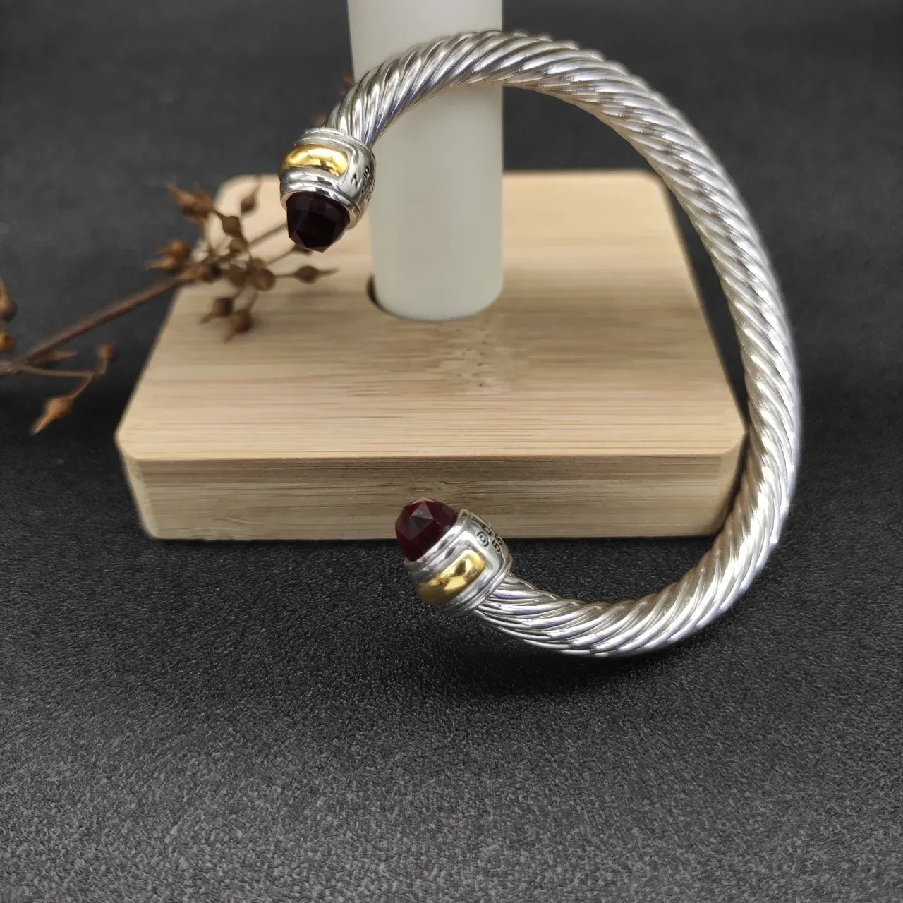 Silver Gold Twisted Cable Cuff Bracelet 8