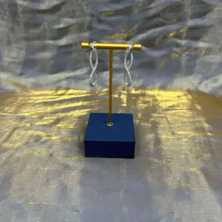 সিলভার গ্রিন Infinity-Loop সিলুয়েট Pavé-Set ক্লিয়ার স্টোনস ইয়াররিংস