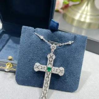 চাঁদি সবুজ নকশাবিলাসী ফিলিগ্রি পাভে-সেট ডায়মন্ড হার
