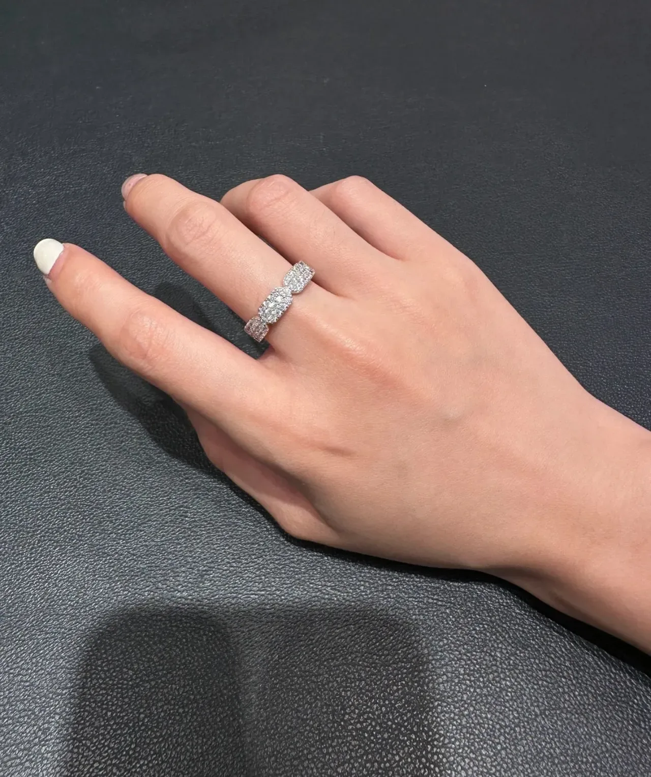 Silver Navy Pavé-Set Multi-Row Ring 3