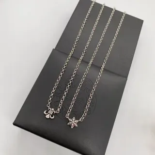 سلاسل مع قلادة Fleur-de-Lis و Star بلون فضي