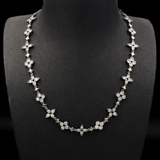 Collier de Cristal Pavé Motif Floral et Étoile en argent
