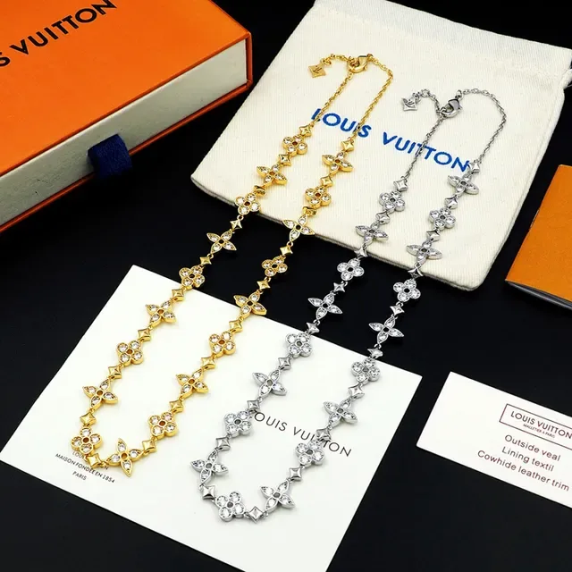 Silver-Tone Floral and Star Motif Pavé Crystal Necklace 10