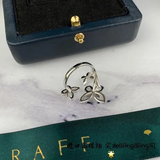 Silver-Tone Pave Butterfly Cluster Ring 7