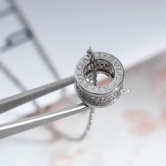 Silver-Tone Pavé Cylinder Pendant Necklace 2