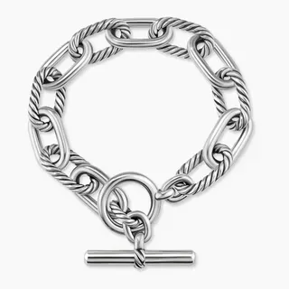 Silver-Tone Rope-Link Toggle Clasp Bracelet