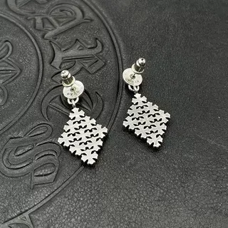 Silver-Toned Floral Diamond Cluster Dangling Earrings 4