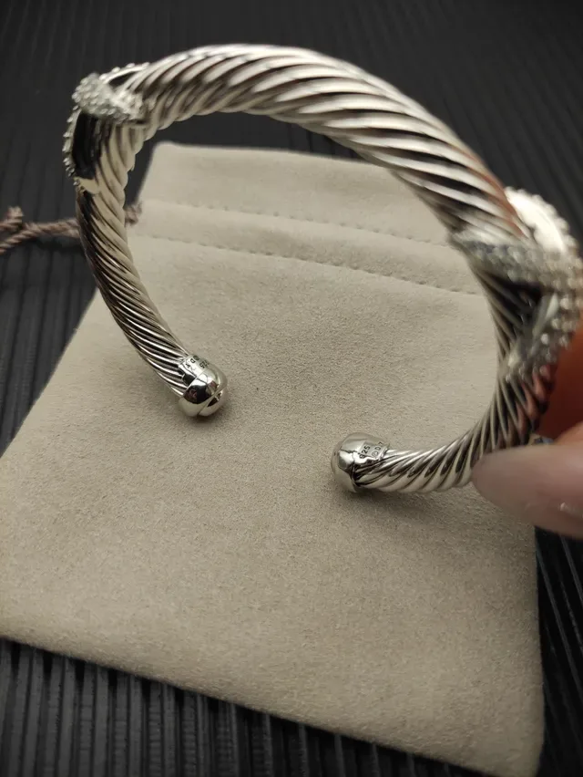 Silver Twisted Rope Cable Pavé-Set Stone Accents Bracelet 4