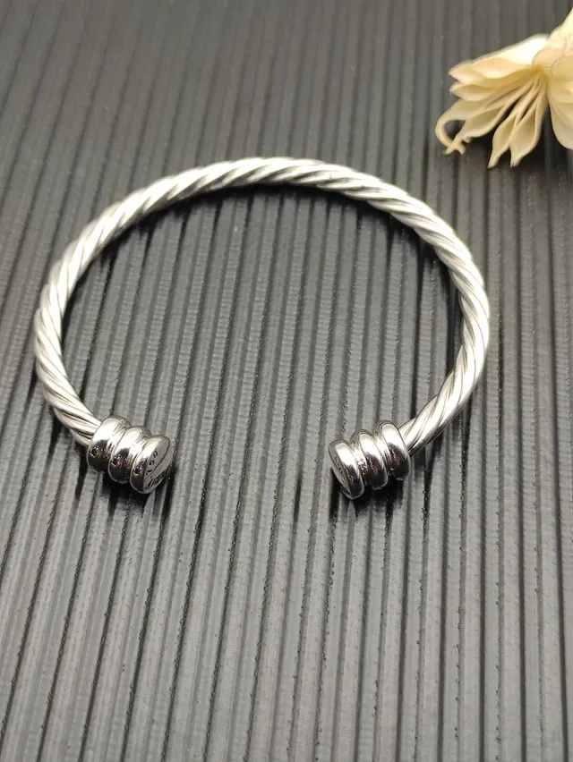 Silver Twisted Rope Cuff Bracelet 4