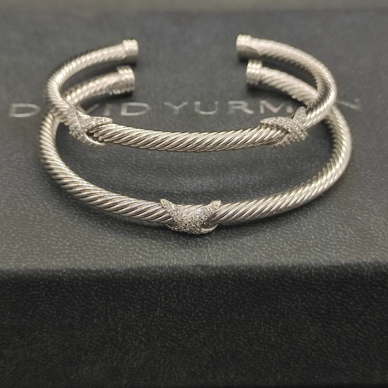 Silver Twisted Rope Open Cuff Bracelet 2