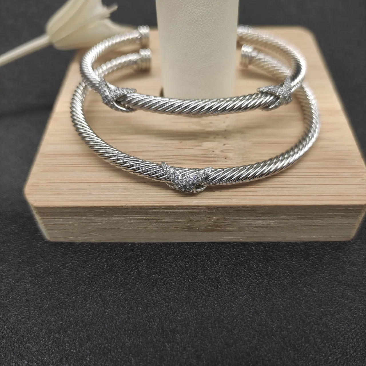 Silver Twisted Rope Open Cuff Bracelet 7