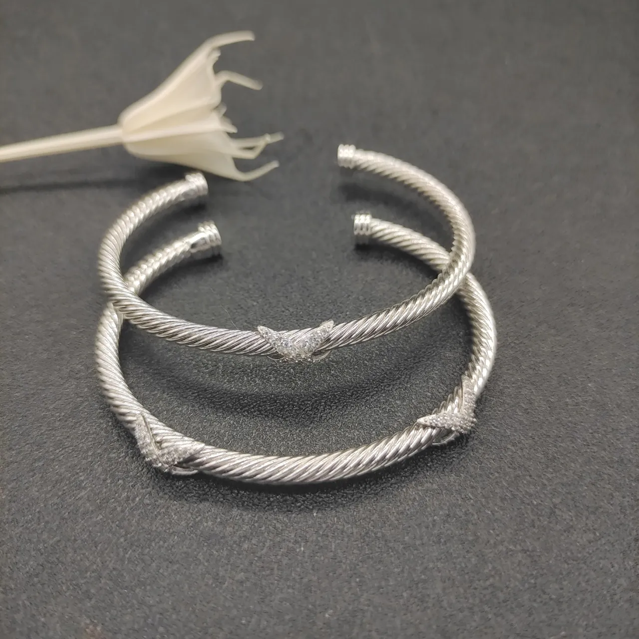 Silver Twisted Rope Open Cuff Bracelet 8