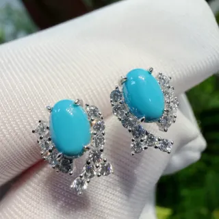 أقراط Drop Stud كابوشون وباڤي أزرق سماوي