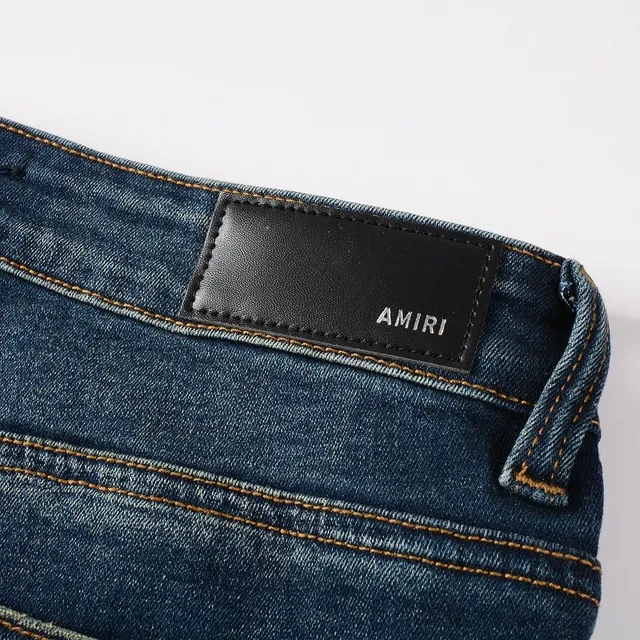 Jeans slim-fit mi-hauteur distressed indigo 2