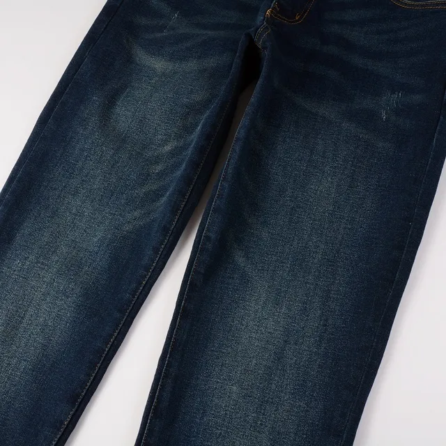 Jeans slim-fit mi-hauteur distressed indigo 5