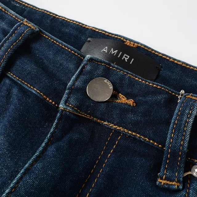 Jeans slim-fit mi-hauteur distressed indigo 8