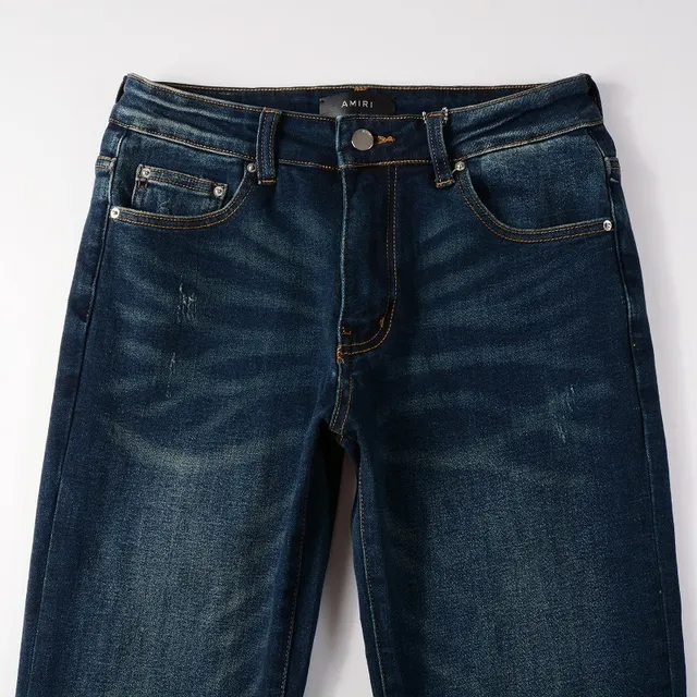 Jeans slim-fit mi-hauteur distressed indigo 9