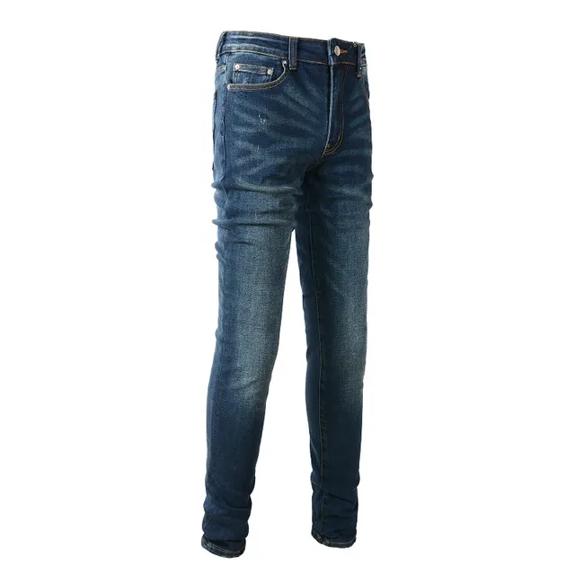 Jeans slim-fit mi-hauteur distressed indigo 11
