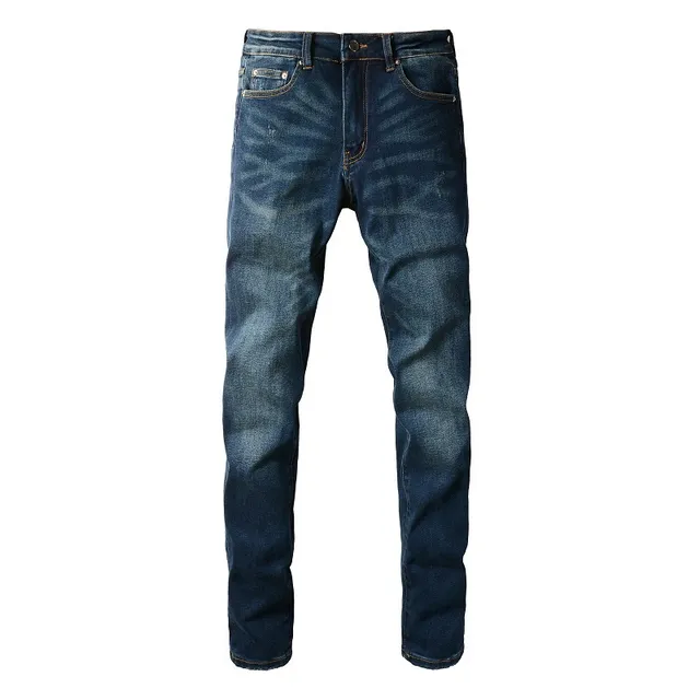 Jeans slim-fit mi-hauteur distressed indigo 15