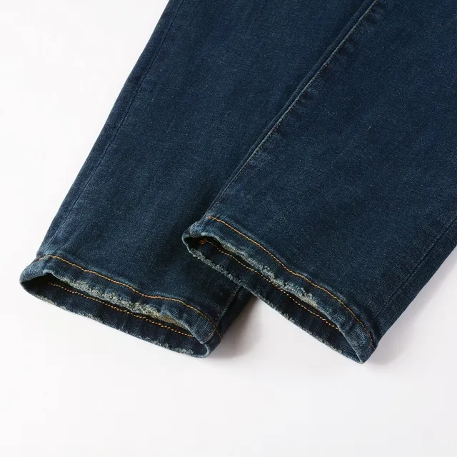 Jeans slim-fit mi-hauteur distressed indigo 17