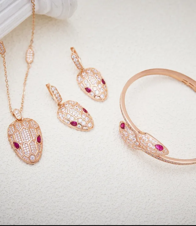 Snakehead Motif Pavé Diamond and Sapphire Earrings 4