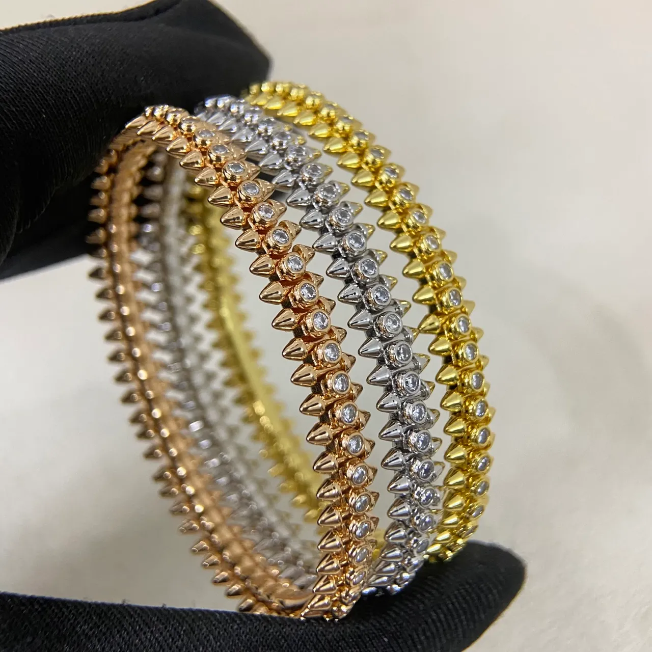 尖刺鉚釘 Pavé 水晶 多排 手鐲 2