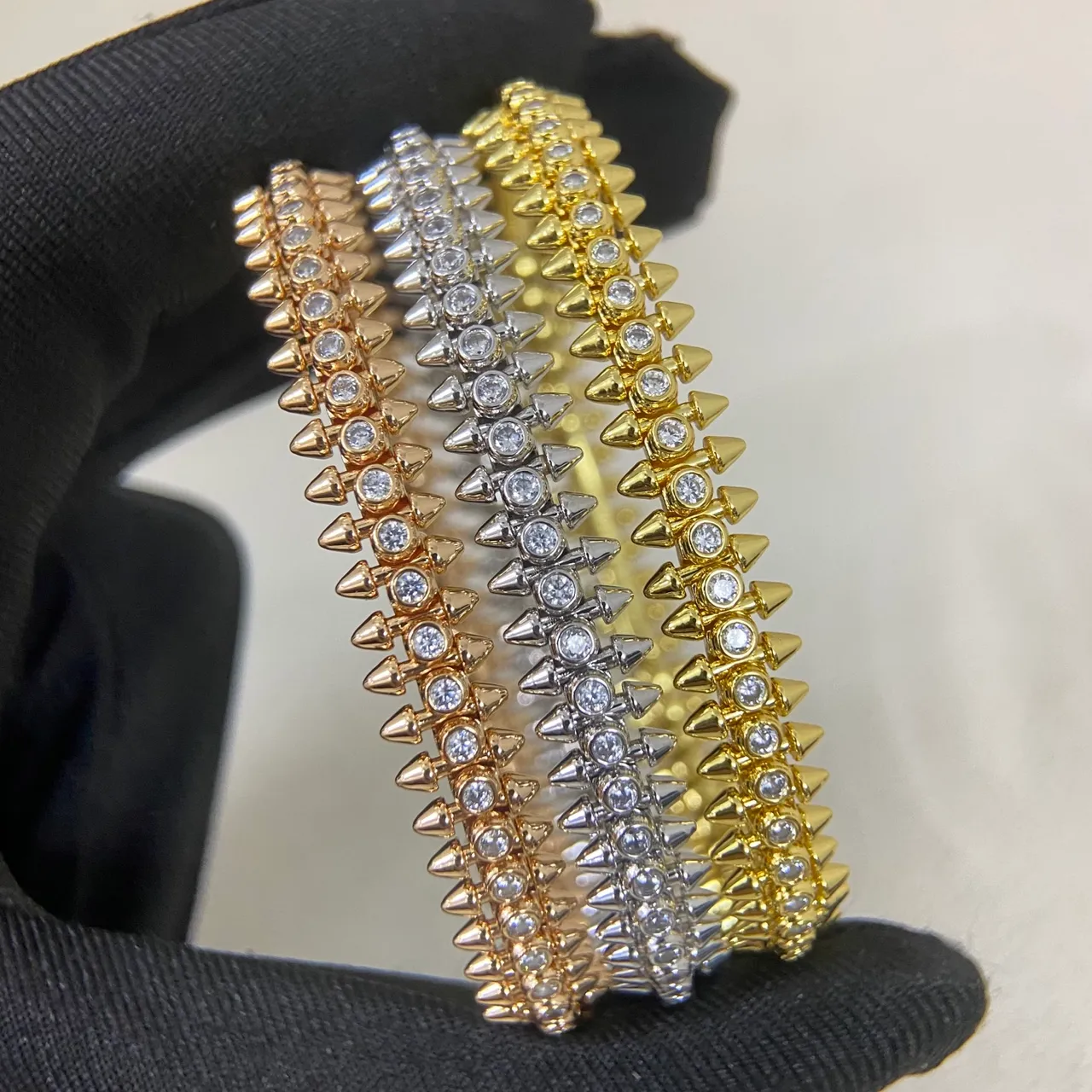 尖刺鉚釘 Pavé 水晶 多排 手鐲 9