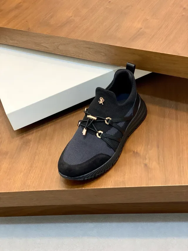 Stefano Ricci Noir et Or Slip-On Knit Sneaker avec semelle rib sculptée sneakers lifestyle 5