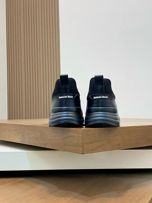 Stefano Ricci Noir et Or Slip-On Knit Sneaker avec semelle rib sculptée sneakers lifestyle 7