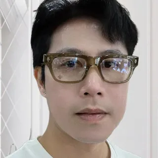 Translucent Olive-Brown Rectangular Acetate Optical Glasses