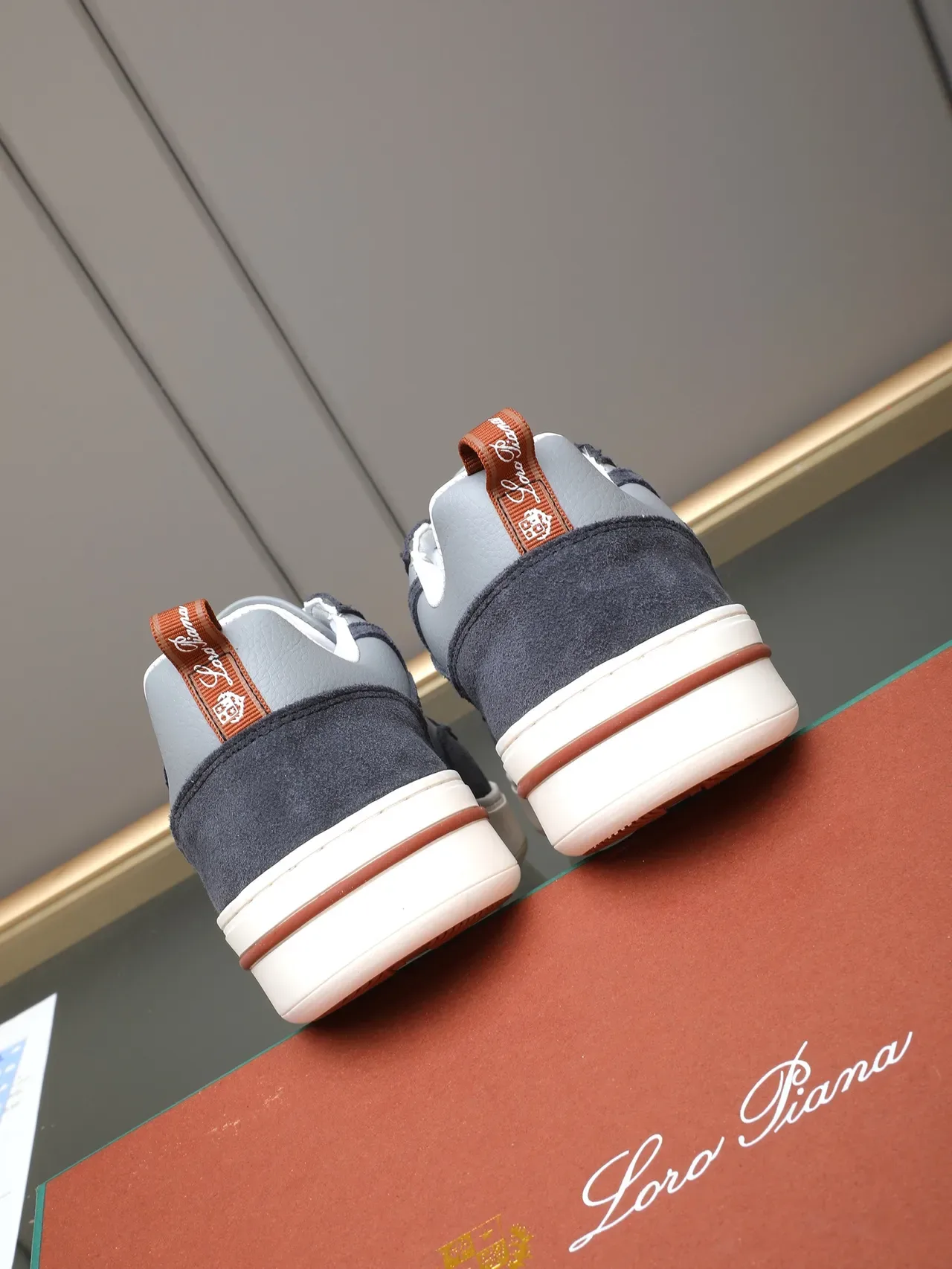 Two-Tone Gray Suede and Leather Low-Top Casual Sneaker 3