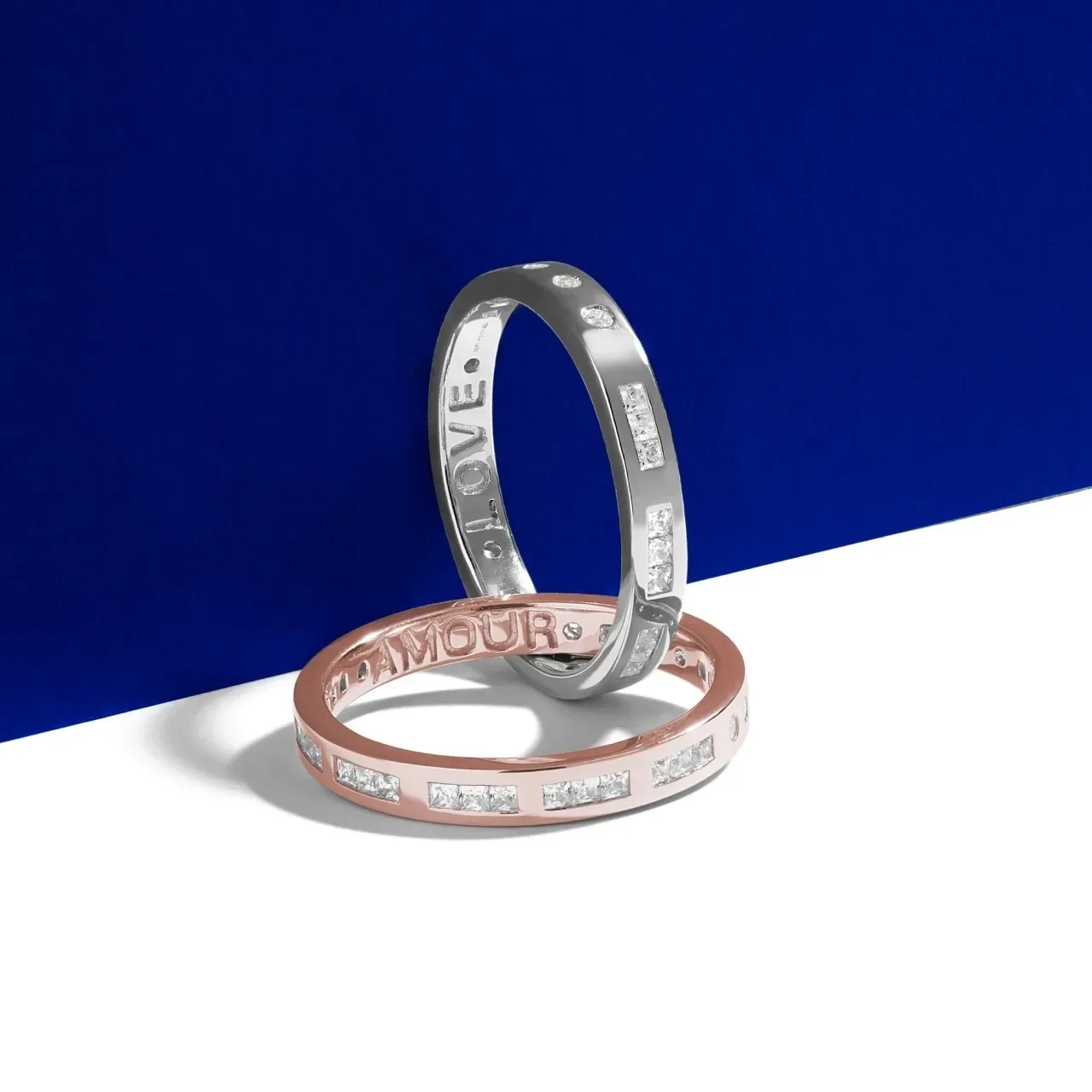 Two-Tone Pavé-Set Stackable Band Rings 3
