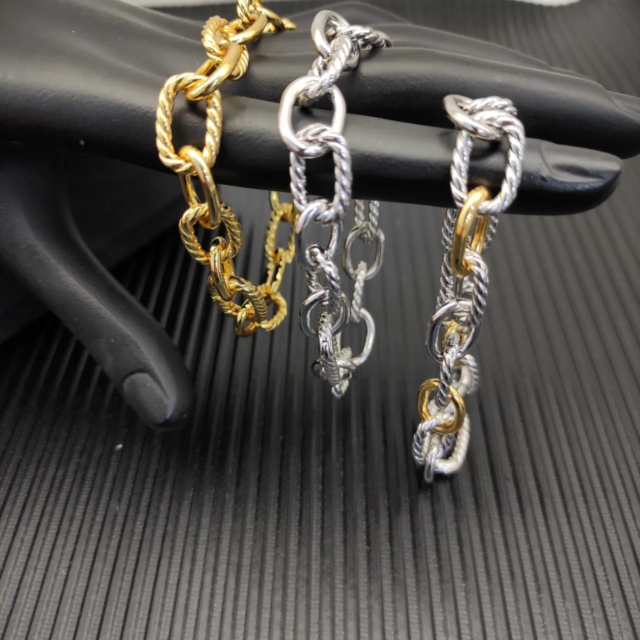 Two-Tone Twisted Rope and Oval Link Bracelet 4