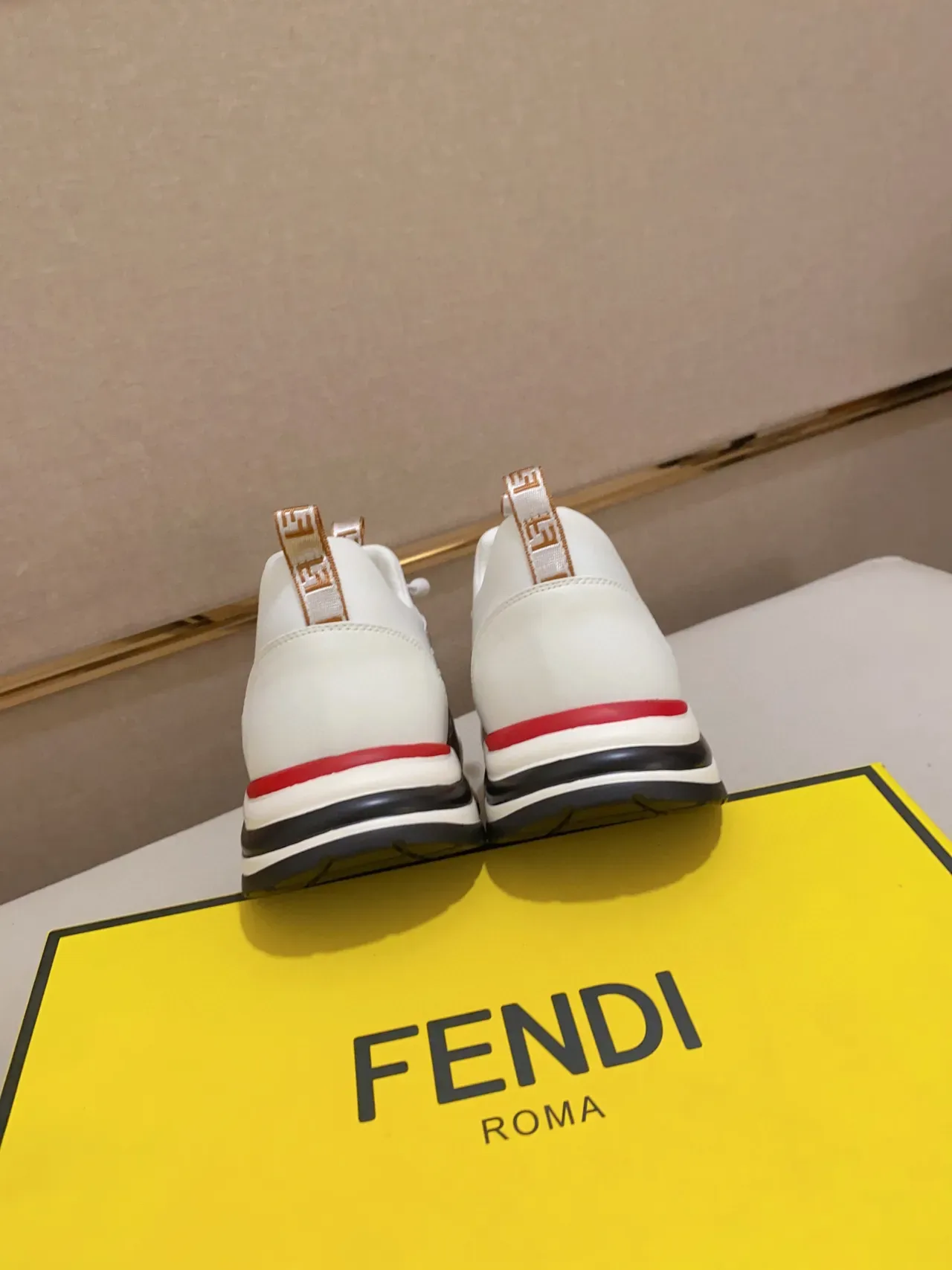 White and Beige Printed Panel Lifestyle Sneaker 4