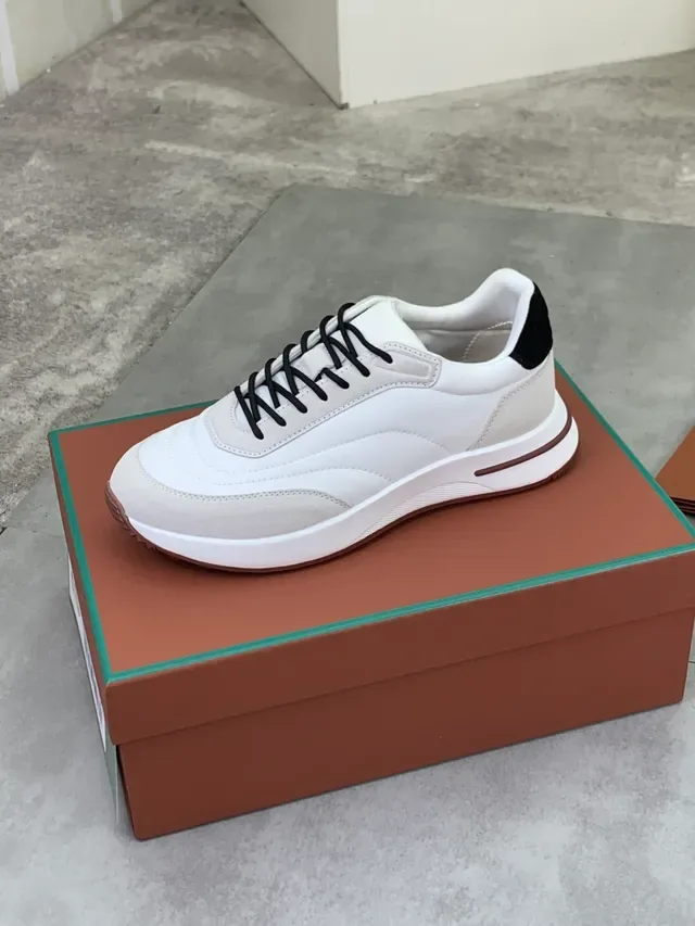 White and Beige Two-Tone Layered Panel Sneaker 4