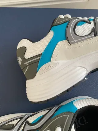White and Cyan Blue Geometric Overlay Lifestyle Sneakers 3