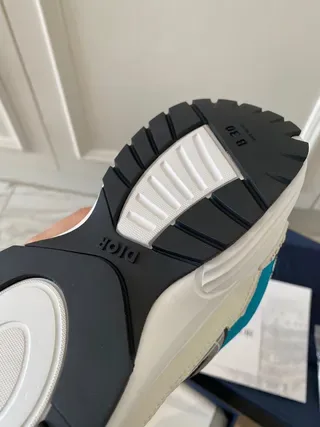 White and Cyan Blue Geometric Overlay Lifestyle Sneakers 4