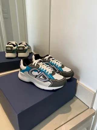 White and Cyan Blue Geometric Overlay Lifestyle Sneakers 8