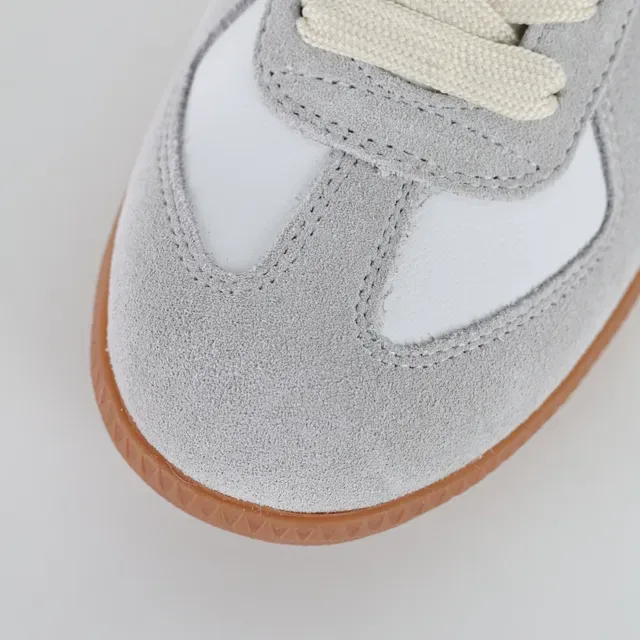 White and Gray Suede Leather Lifestyle Sneakers 5