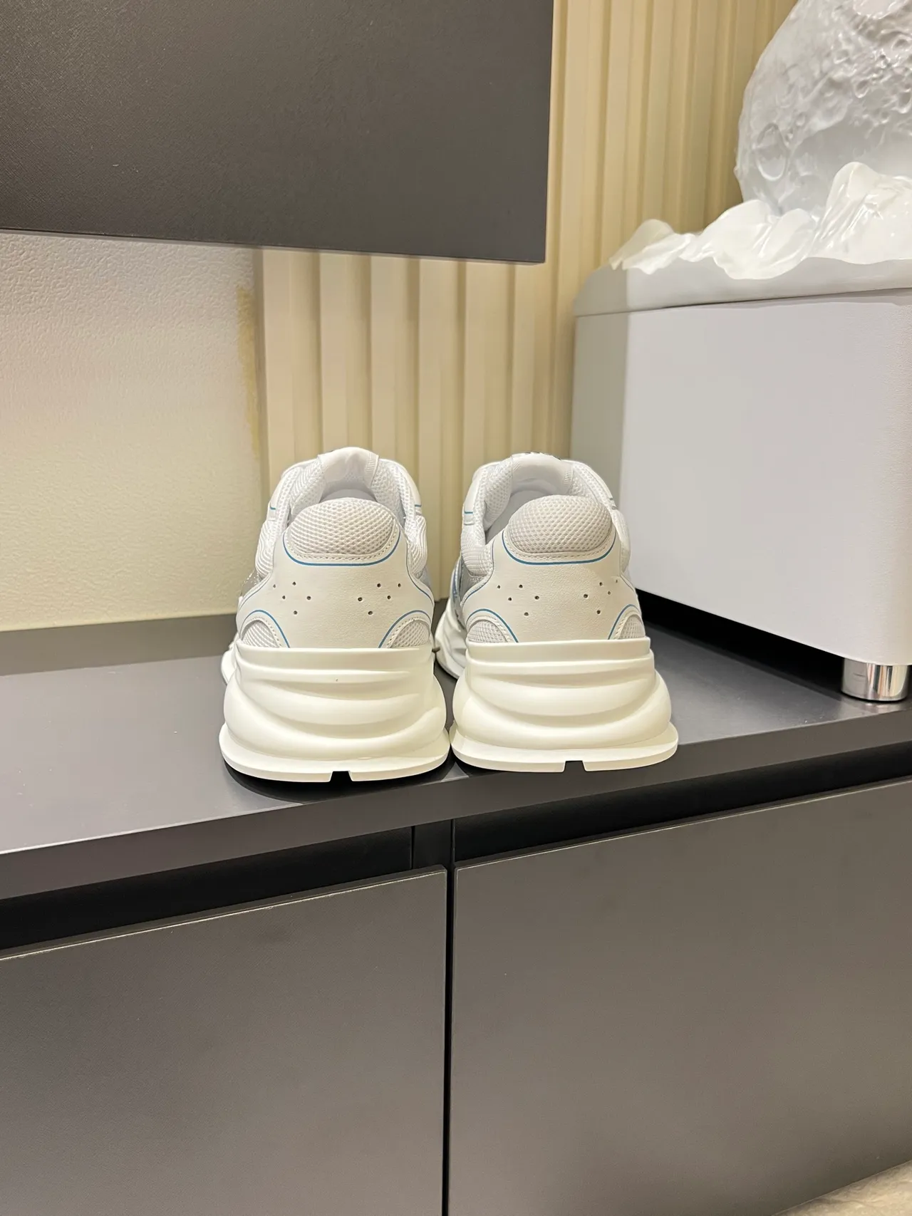 White and Light Blue Chunky Sole Lifestyle Sneakers 2