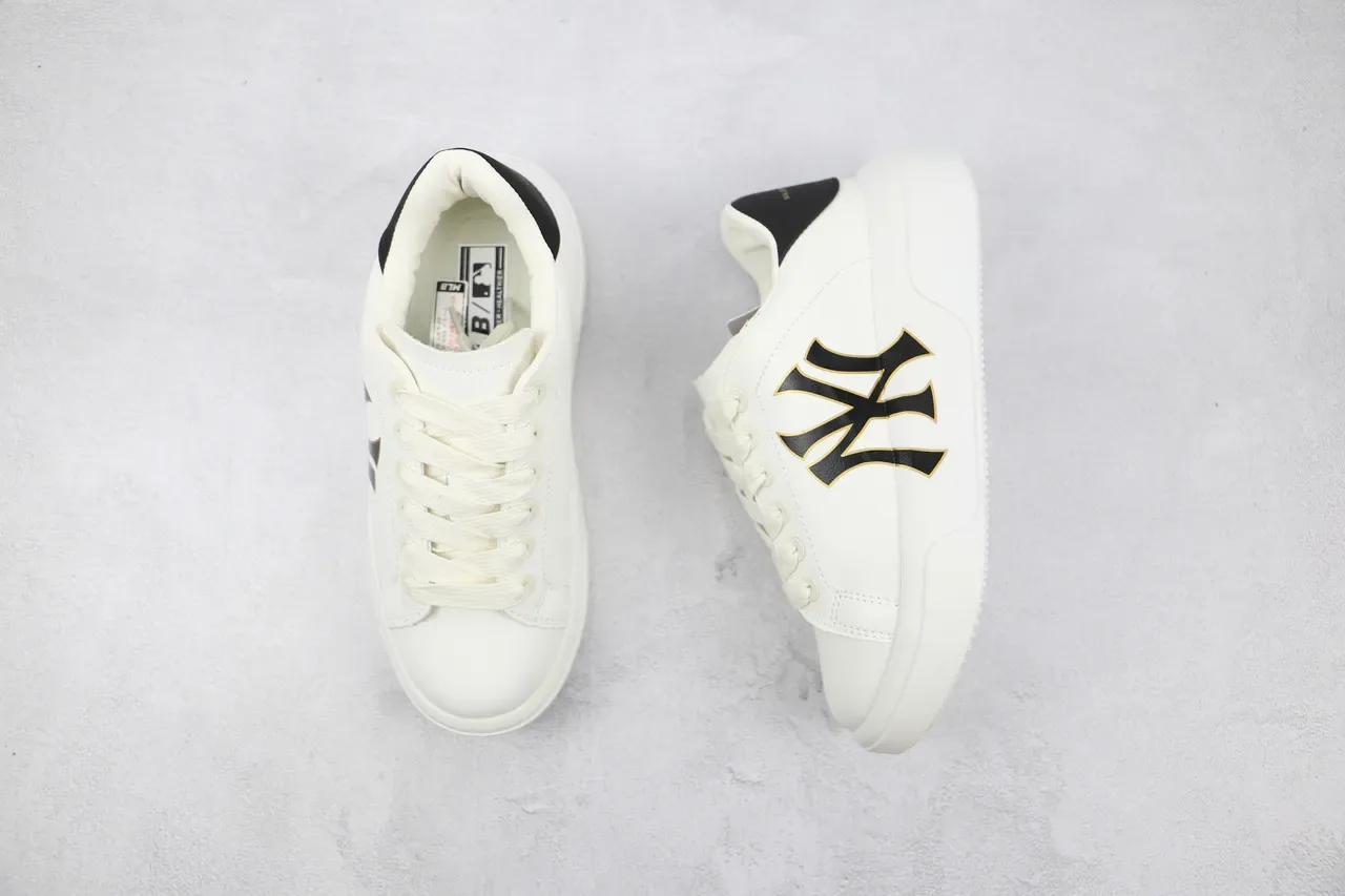 White Black Gold NY Logo Platform Sneaker 7
