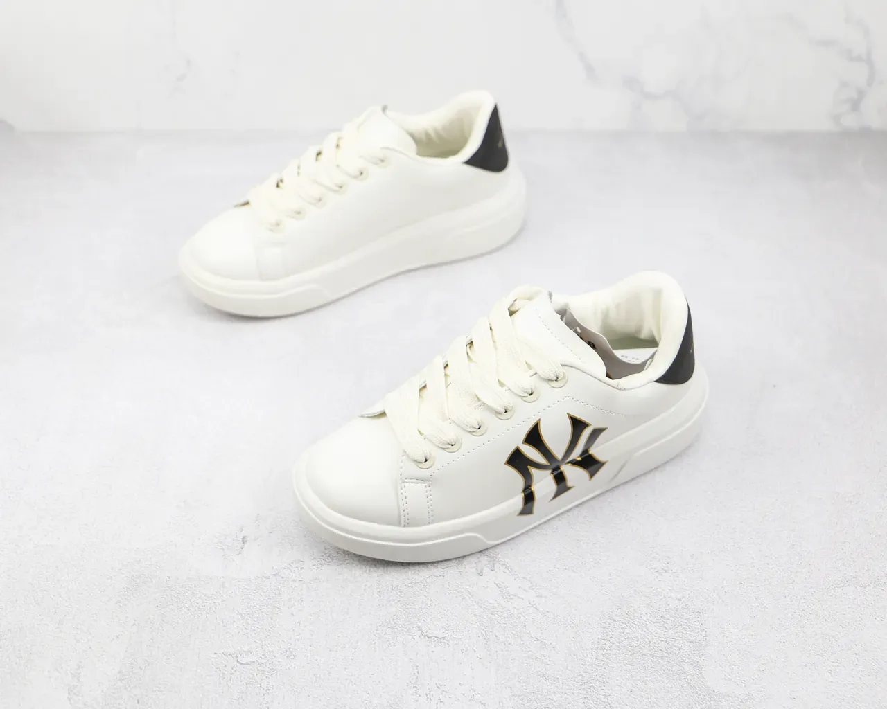 White Black Gold NY Logo Platform Sneaker 8