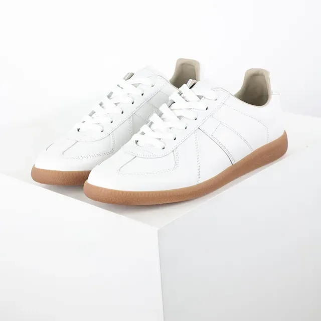 White Brown Clean Leather Upper Gum Rubber Sole Lifestyle Sneakers 2