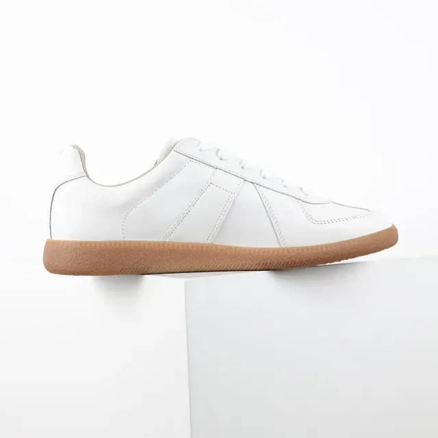 White Brown Clean Leather Upper Gum Rubber Sole Lifestyle Sneakers 7