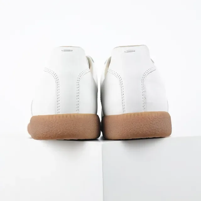 White Brown Clean Leather Upper Gum Rubber Sole Lifestyle Sneakers 8