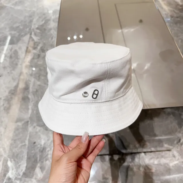 Chapéu bucket branco de tecido similar ao algodão com faixa topstitch 3